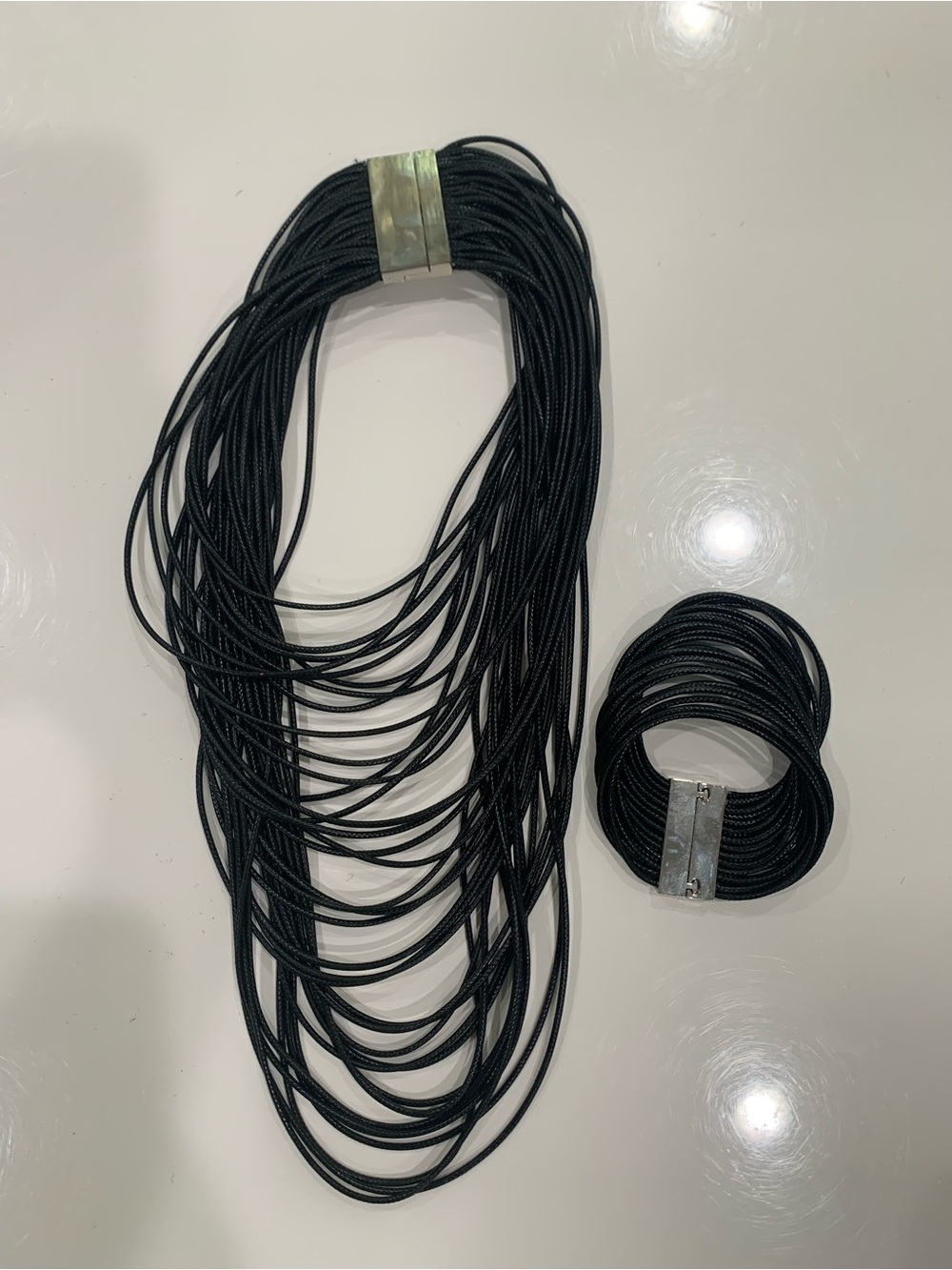 Black Multi-Strand Pendant Necklace by - Picture 9 of 12